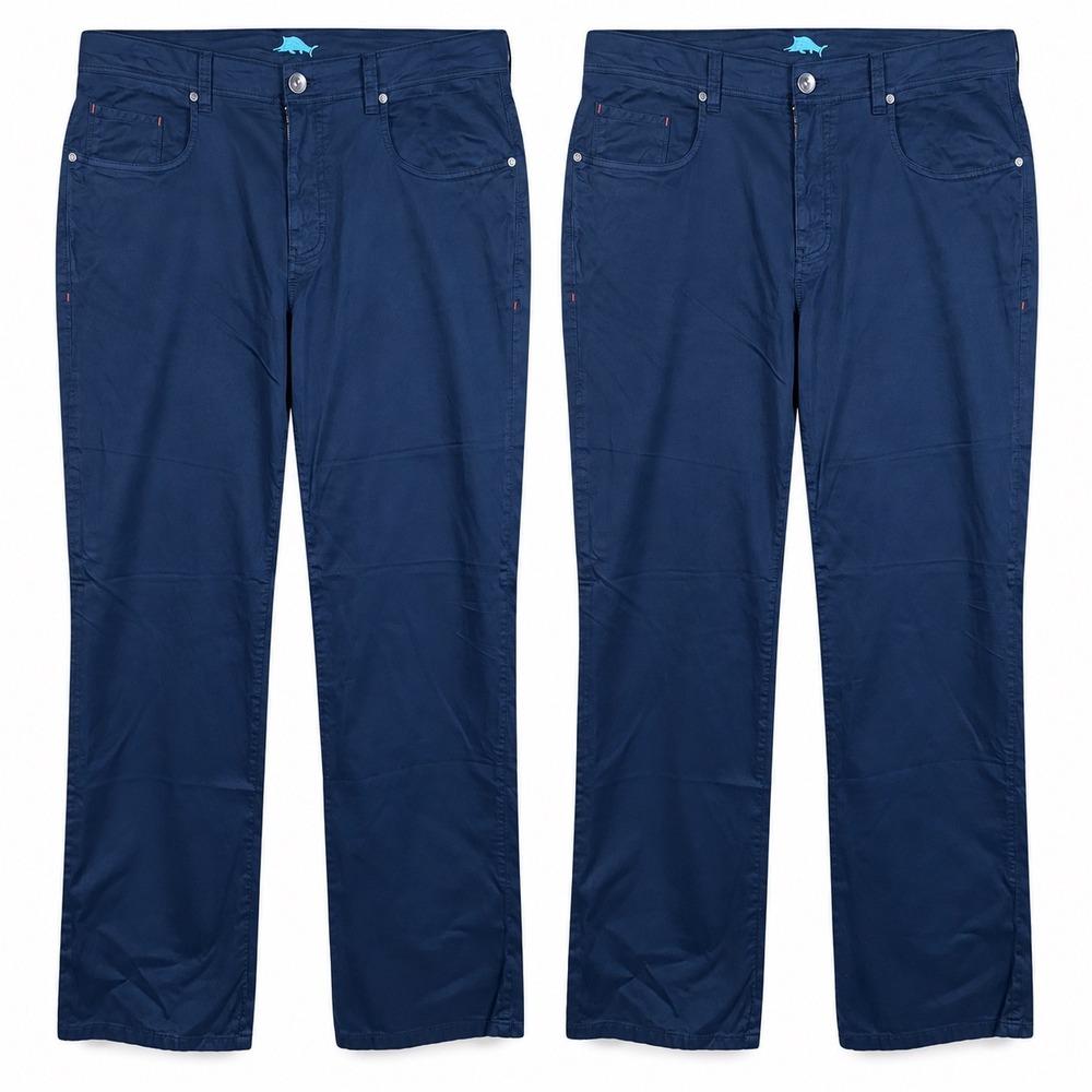 LOT of 2 Tommy Bahama Boracay Pants Men 42x32 Blue Straight Stretch Pima Cotton
